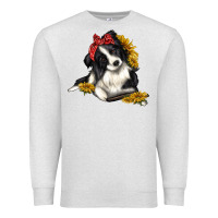 Oatmeal Heather border collie with bandanna Premium Sweatshirt - texasbilliewilder