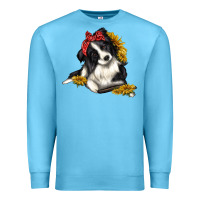 Ocean Blue border collie with bandanna Premium Sweatshirt - texasbilliewilder