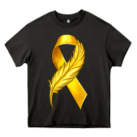 Asphalt Childhood Cancer Ribbon with Feather Heavy Core Tee - texasbilliewilder