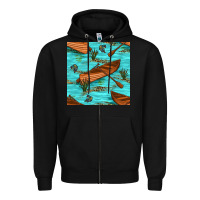 Black Lake Canoe And Fish With Reeds And Leopard Seamless Pattern Bbs Zipper Hoodie - BundleAndBundleShop