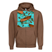 Chestnut Lake Canoe And Fish With Reeds And Leopard Seamless Pattern Bbs Zipper Hoodie - BundleAndBundleShop