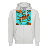 Dove Grey Lake Canoe And Fish With Reeds And Leopard Seamless Pattern Bbs Zipper Hoodie - BundleAndBundleShop