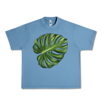 Pebble Blue Monstera Leaf Urban Heavy Tee - LillyAllenDesigns