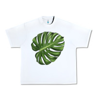 White Monstera Leaf Urban Heavy Tee - LillyAllenDesigns