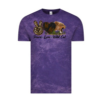 Cloud Purple Peace Love Wild Cat Head Vintage Tee - LillyAllenDesigns
