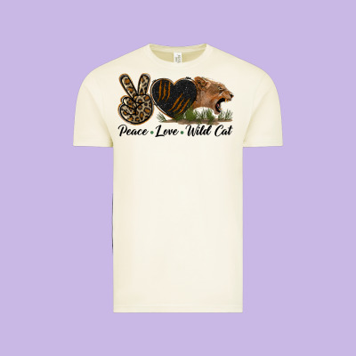 Peace Love Wild Cat Head Vintage Tee Designed By Lillyallendesigns