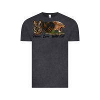 Vintage Black Peace Love Wild Cat Head Vintage Tee - LillyAllenDesigns