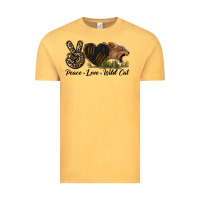 Vintage Mustard Peace Love Wild Cat Head Vintage Tee - LillyAllenDesigns