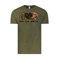 Vintage Olive Peace Love Wild Cat Head Vintage Tee - LillyAllenDesigns