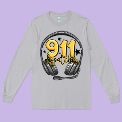911 Dispatcher Long Sleeve Tee Designed By Maliassmallbusiness