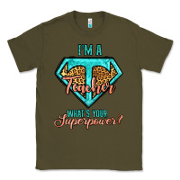 Army Green i'm a teacher what's your superpower leopard Classic Tee - Jasminsmagicworld