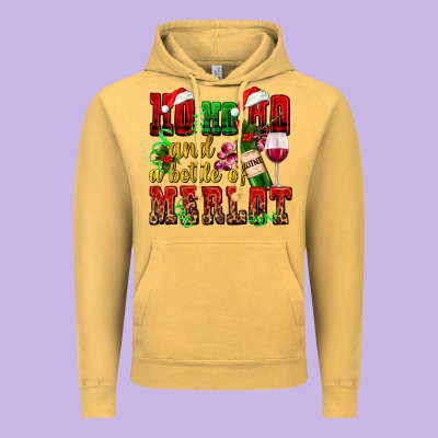 Ho Ho Ho And A Bottle Of Merlot Vintage Hoodie Designed By Adodesignshop