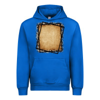 Cobalt Burlap and Leopard  Black Frame Urban Hoodie - CowCowDesign