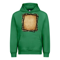 Emerald Burlap and Leopard  Black Frame Urban Hoodie - CowCowDesign