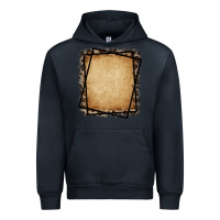 Navy Burlap and Leopard  Black Frame Urban Hoodie - CowCowDesign