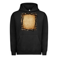 Pigment Black Burlap and Leopard  Black Frame Urban Hoodie - CowCowDesign