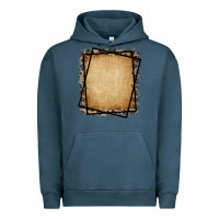 Pigment Midnight Navy Burlap and Leopard  Black Frame Urban Hoodie - CowCowDesign