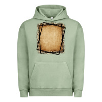 Pigment Oil Green Burlap and Leopard  Black Frame Urban Hoodie - CowCowDesign