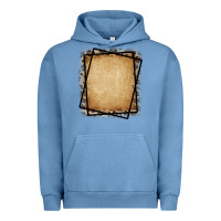 Pigment Pebble Blue Burlap and Leopard  Black Frame Urban Hoodie - CowCowDesign