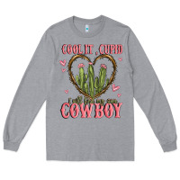 Heather Grey cool it cupid i will find my own cowboy Long Sleeve Tee - MaliasSmallBusiness