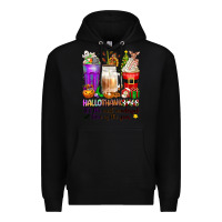 Black Hallothanksmas coffee cups Premium Hoodie - texasbilliewilder