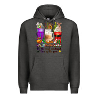 Charcoal Heather Hallothanksmas coffee cups Premium Hoodie - texasbilliewilder