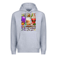 Heather Grey Hallothanksmas coffee cups Premium Hoodie - texasbilliewilder