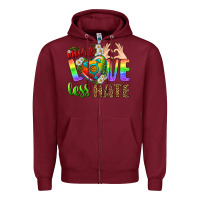 Burgundy More Love Less Hate LGBTQ Zipper Hoodie - BundleAndBundleShop