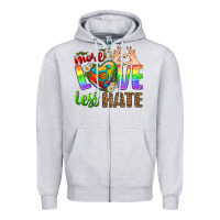 Heather Grey More Love Less Hate LGBTQ Zipper Hoodie - BundleAndBundleShop