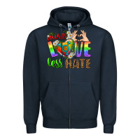 Navy More Love Less Hate LGBTQ Zipper Hoodie - BundleAndBundleShop