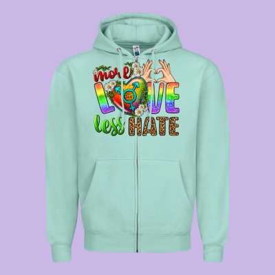 More Love Less Hate Lgbtq Zipper Hoodie Designed By Bundleandbundleshop
