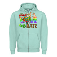 Seafoam More Love Less Hate LGBTQ Zipper Hoodie - BundleAndBundleShop