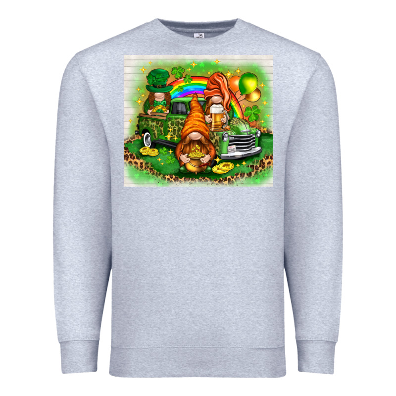 St Patricks Day Gnomies With Truck Premium Sweatshirt by NancyCooperArtShop | Teevron