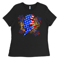 Black American lightning bolt Ladies Tee - Zillion Design Studio