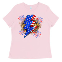 Bubblegum Pink American lightning bolt Ladies Tee - Zillion Design Studio