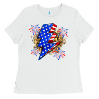 White American lightning bolt Ladies Tee - Zillion Design Studio