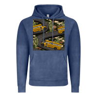 Vintage Denim cactus camouflage school bus seamless pattern Vintage Hoodie - BundleAndBundleShop