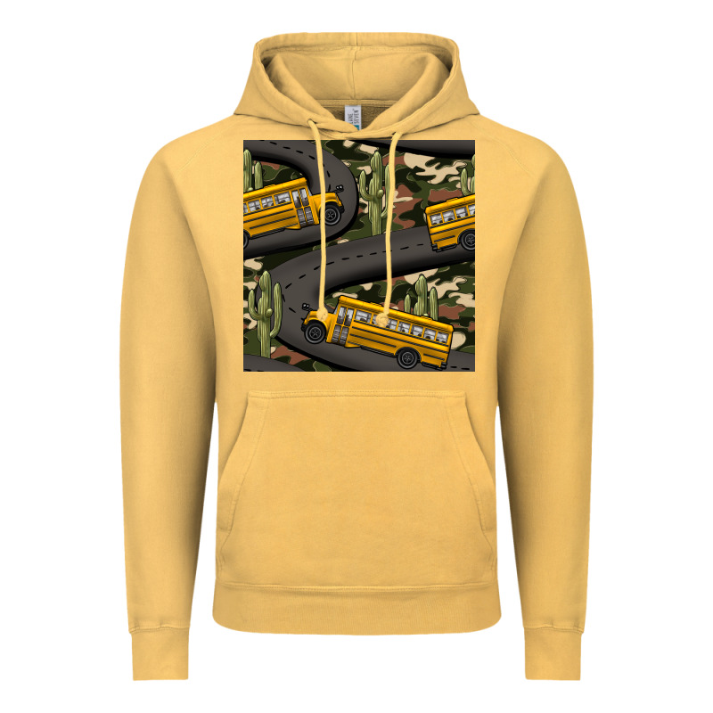 Cactus Camouflage School Bus Seamless Pattern Vintage Hoodie by BundleAndBundleShop | Teevron
