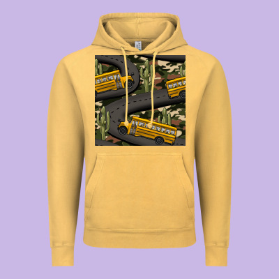 Cactus Camouflage School Bus Seamless Pattern Vintage Hoodie Designed By Bundleandbundleshop