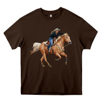 Chocolate Brown horse body with cowgirl Heavy Core Tee - RanaPortraitStore
