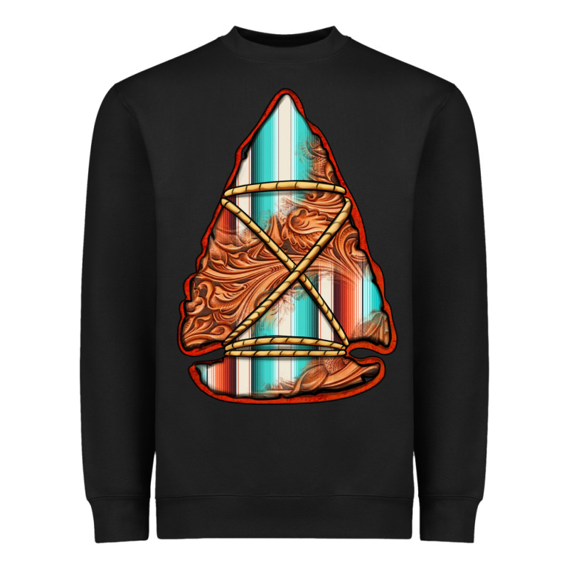 Turquoise Serape Tooled Leather Arrowhead Heavyweight Sweatshirt by Jasminsmagicworld | Teevron