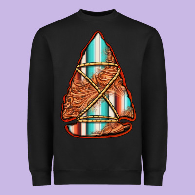 Turquoise Serape Tooled Leather Arrowhead Heavyweight Sweatshirt Designed By Jasminsmagicworld