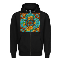 Black Lake Boat Rudder And Sunflowers Seamless Pattern Zipper Hoodie - BundleAndBundleShop