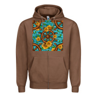Chestnut Lake Boat Rudder And Sunflowers Seamless Pattern Zipper Hoodie - BundleAndBundleShop