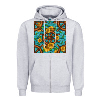 Heather Grey Lake Boat Rudder And Sunflowers Seamless Pattern Zipper Hoodie - BundleAndBundleShop