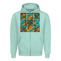 Seafoam Lake Boat Rudder And Sunflowers Seamless Pattern Zipper Hoodie - BundleAndBundleShop