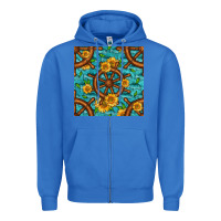 True Royal Lake Boat Rudder And Sunflowers Seamless Pattern Zipper Hoodie - BundleAndBundleShop