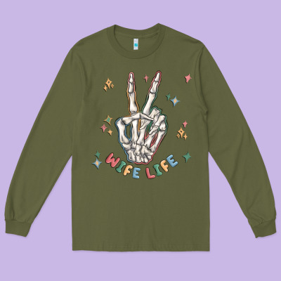 Wife Life Long Sleeve Tee Designed By Maliassmallbusiness