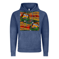 Vintage Denim christmas school bus seamless pattern Vintage Hoodie - BundleAndBundleShop