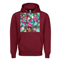 Burgundy Hairdresser Gnomes With Hearts And Pearls With Leopard Zipper Hoodie - BundleAndBundleShop